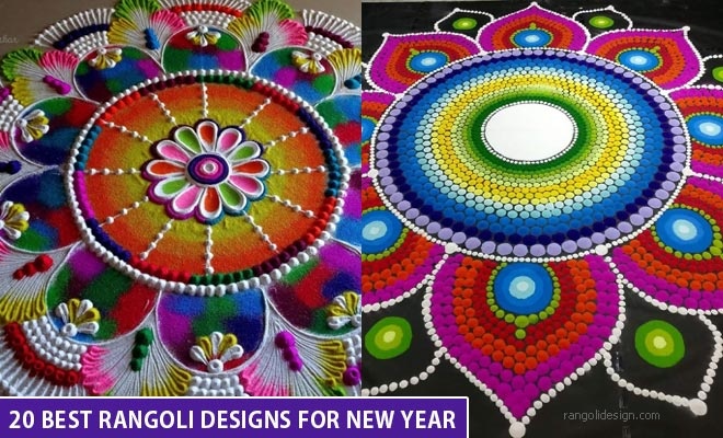 20 Best Rangoli Designs for New Year- Happy New year Rangoli
