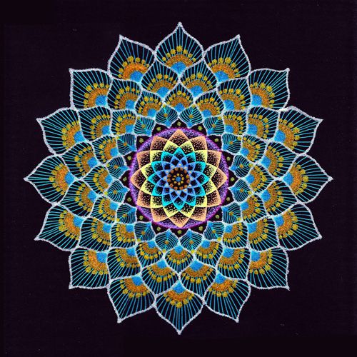 blue mandala rangoli design 1
