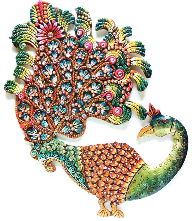 clay peacock rangoli design 1