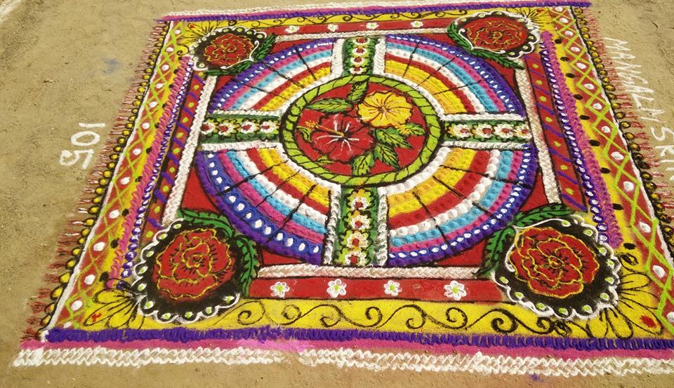 colourful competiotion rangoli design by mangalam srinivasan 1