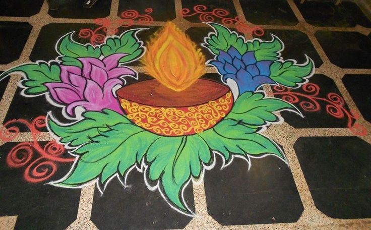 diwali diya flower rangoli design 1
