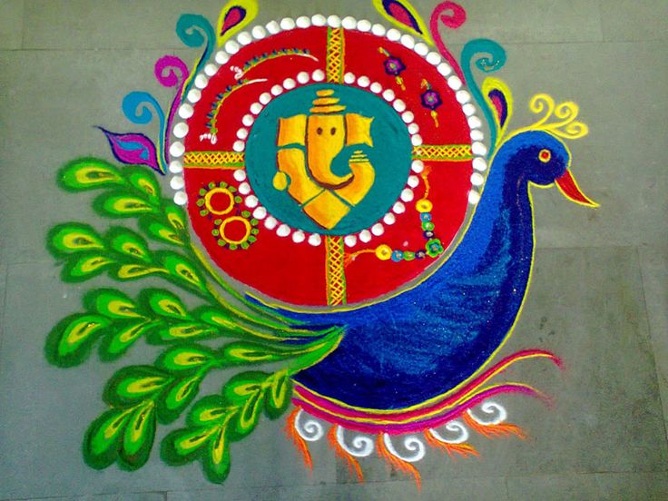 peacock rangoli design by shweta duwa 1