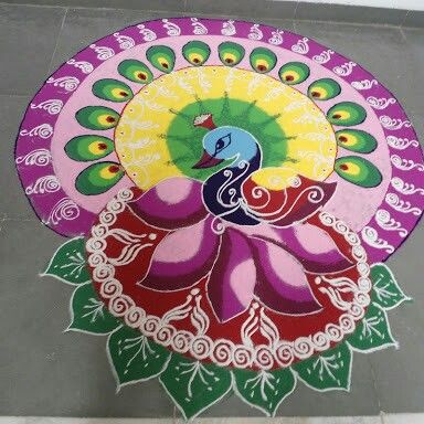 peacock rangoli design 1