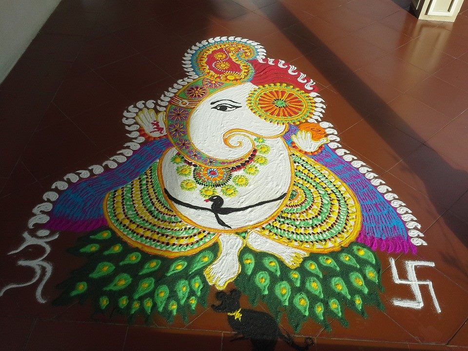 ganesh kolam design by mash 13