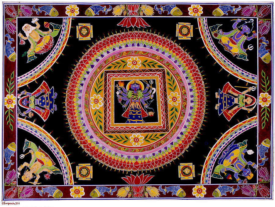 kali aripan rangoli design by sangeeta thakur 13