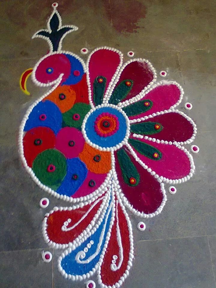 peacock rangoli design by keya nema 13