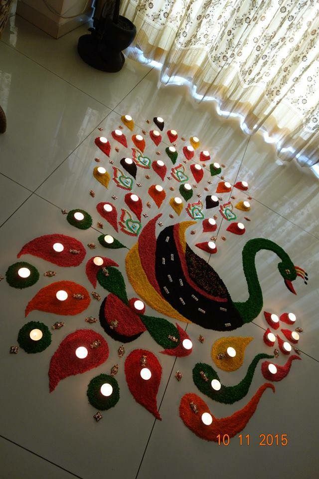 peacock rangoli design by smit 14
