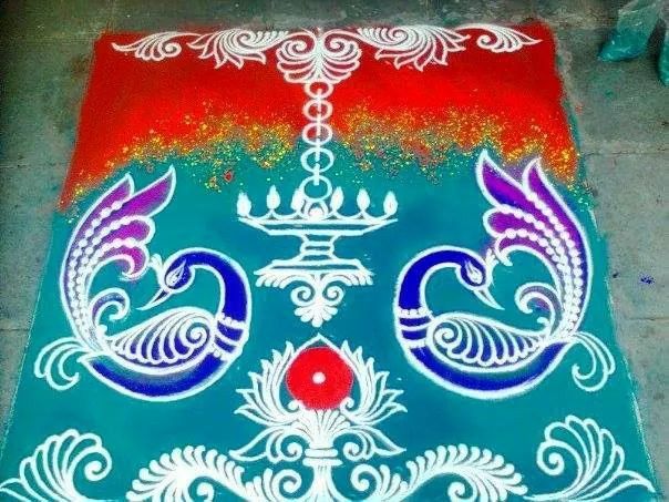 peacock rangoli design vani muthukrishnan 15
