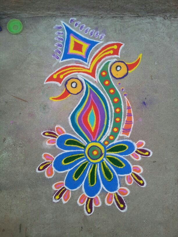 peacock rangoli design by ashwini chopde 3