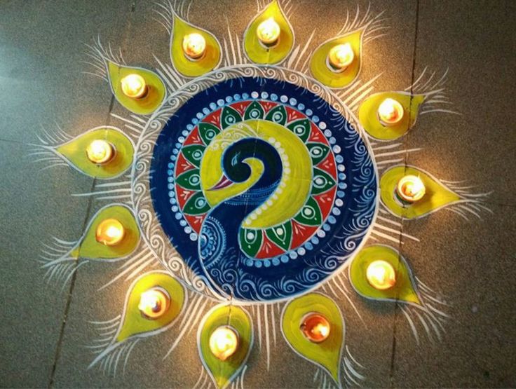 peacock rangoli design by shweta duwa 3