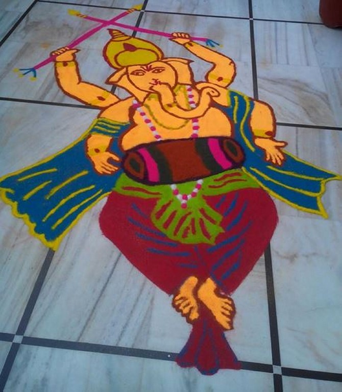 portrait ganesh rangoli disign by suhani bansal 3