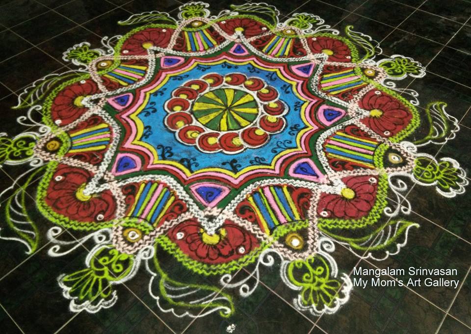 colourful margazhi kolam design by mangalam srinivasan 4
