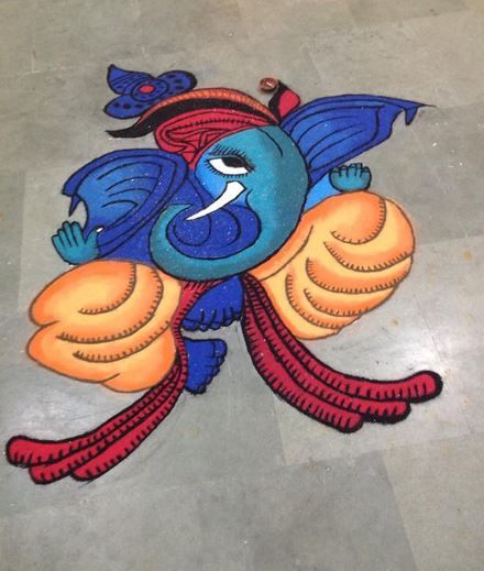 ganesh freehand rangoli design 4