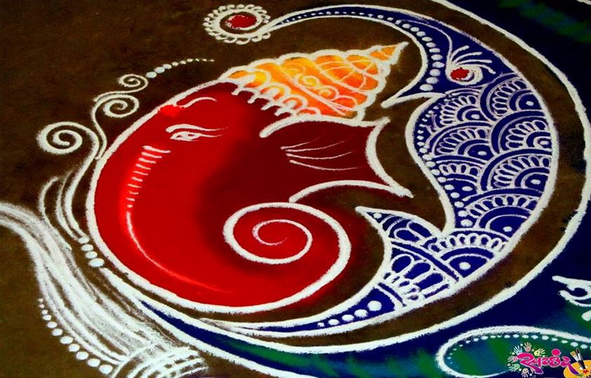 portrait ganesh rangoli design by amit bhorkade 6