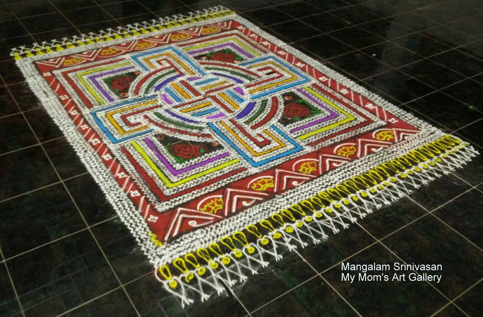 colourful margazhi kolam design by mangalam srinivasan 9