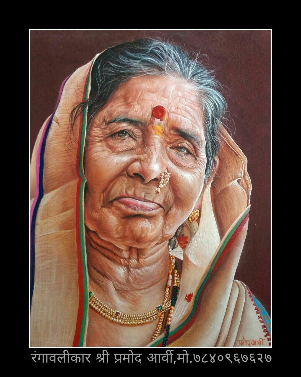 portrait rangoli design lady pramod arvi 15