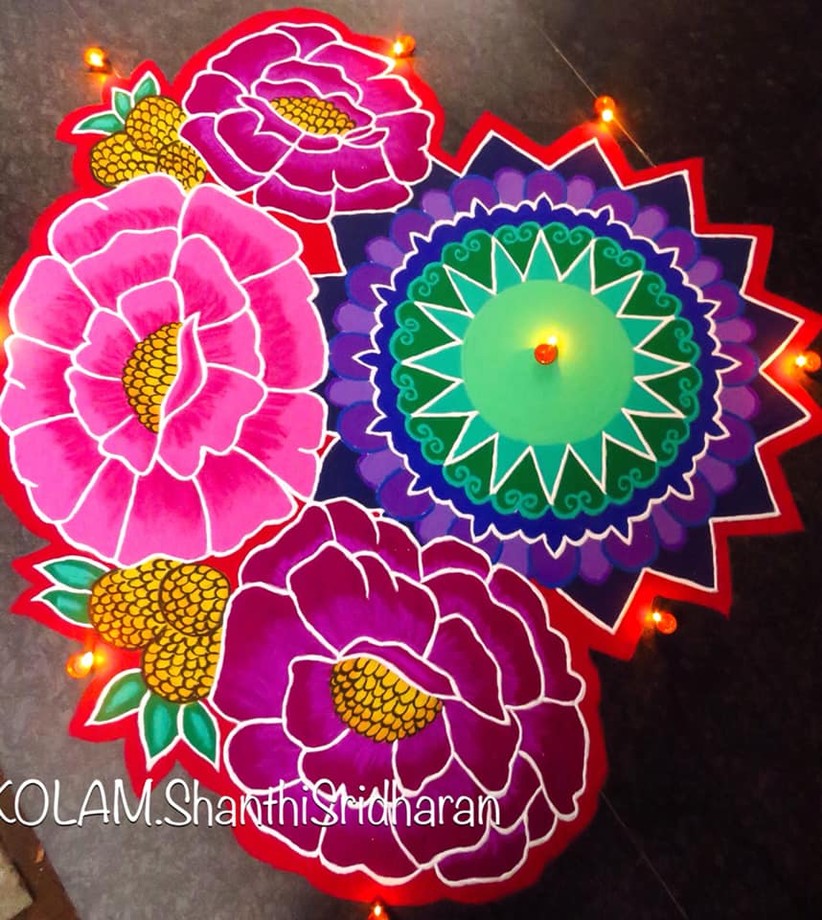flowers rangoli design shanthi sridharan 5