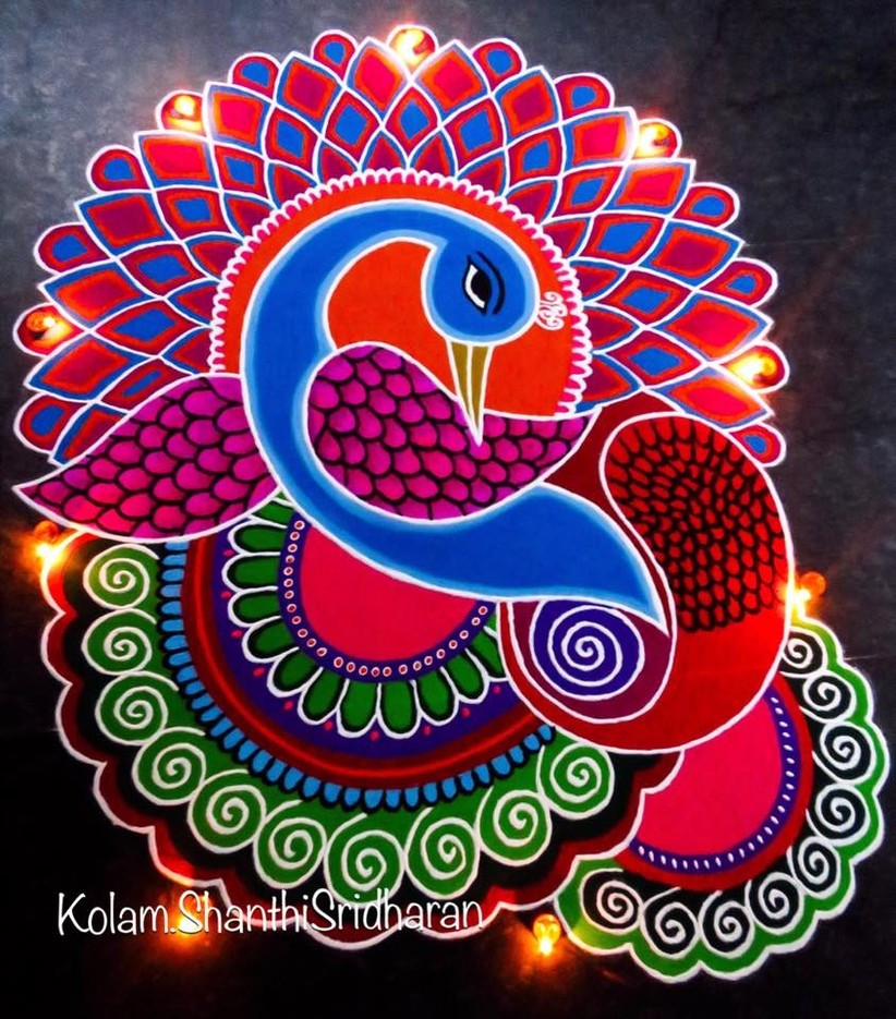 kolam peacock rangoli design shanthi sridharan 6