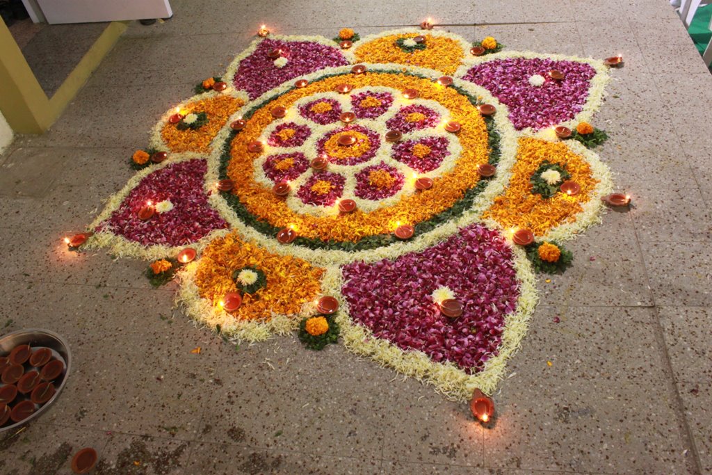 flower rangoli design aarohi shah