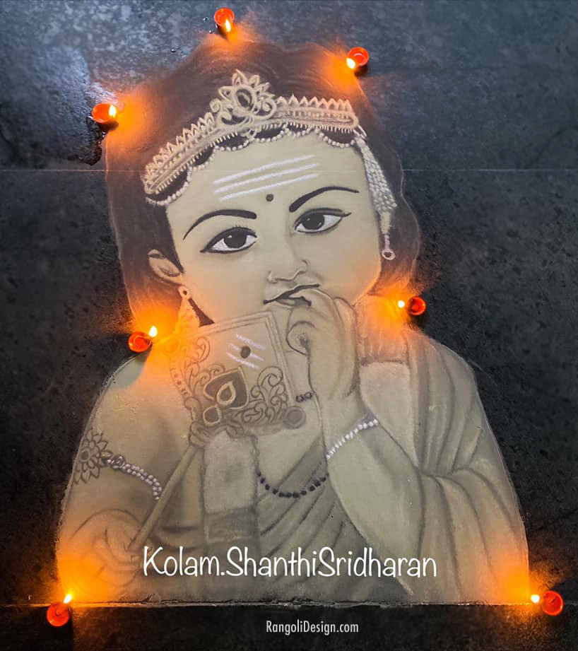 murugan portrait rangoli kolam shanthi sridharan