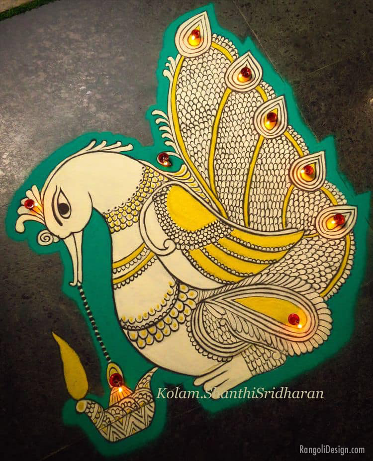 peacock kolam karthikai shanthi sridharan