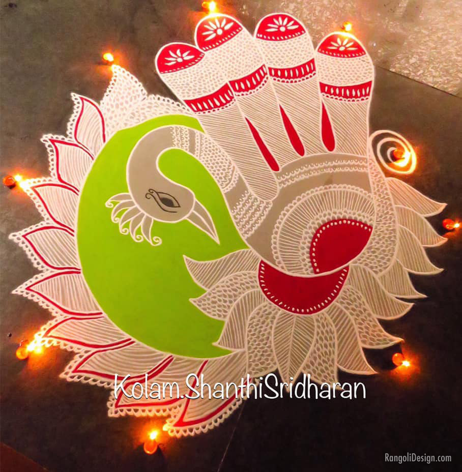 peacock rangoli kolam shanthi sridharan