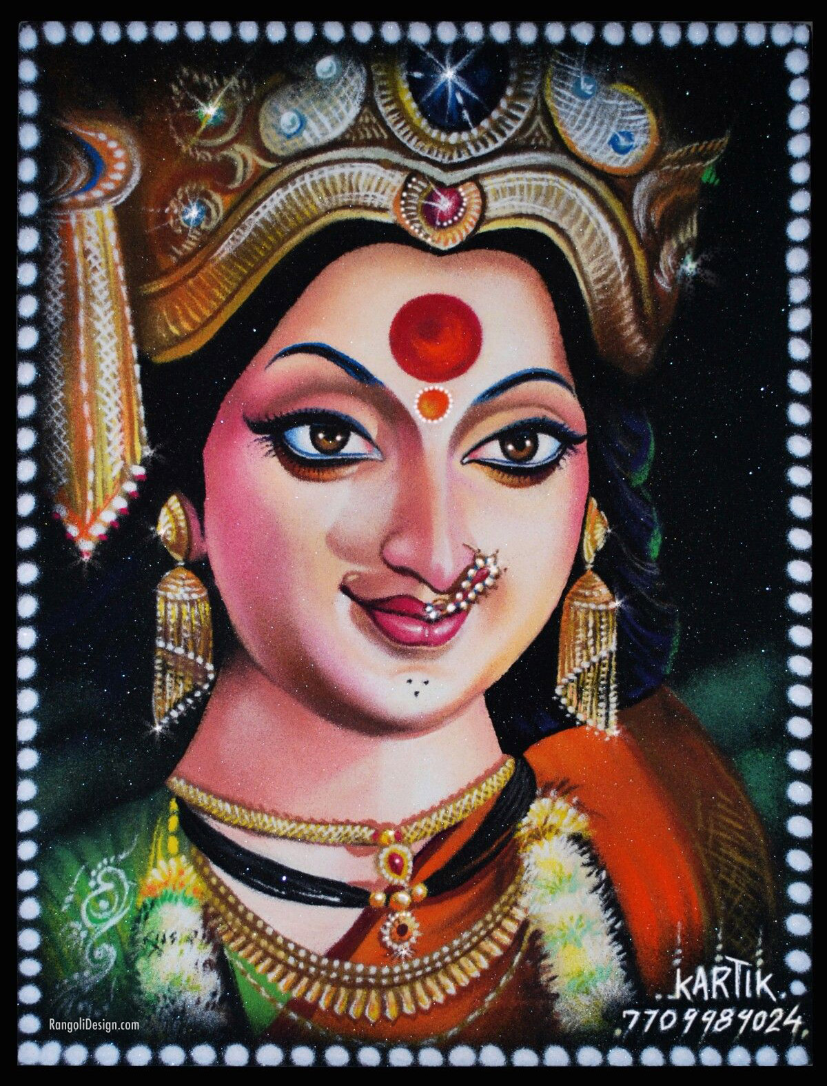 portrait rangoli goddess jagadamba kartik