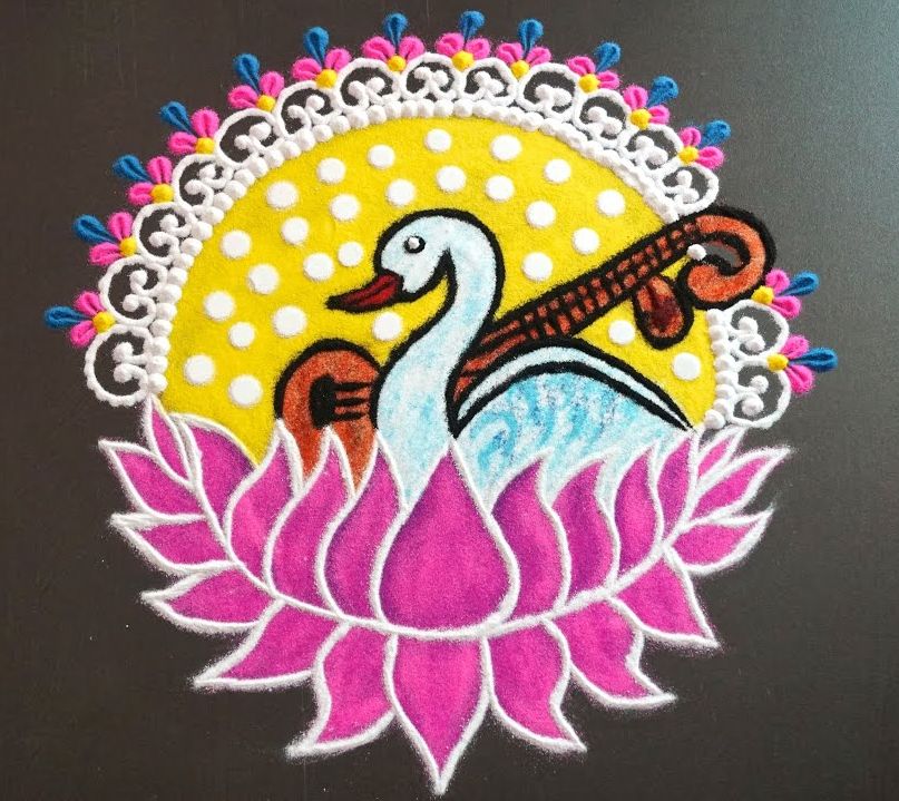 12 easy simple rangoli design saraswati pooja