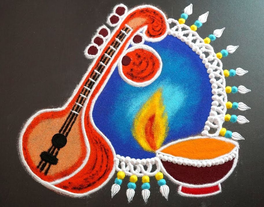 13 beautiful rangoli design saraswati pooja