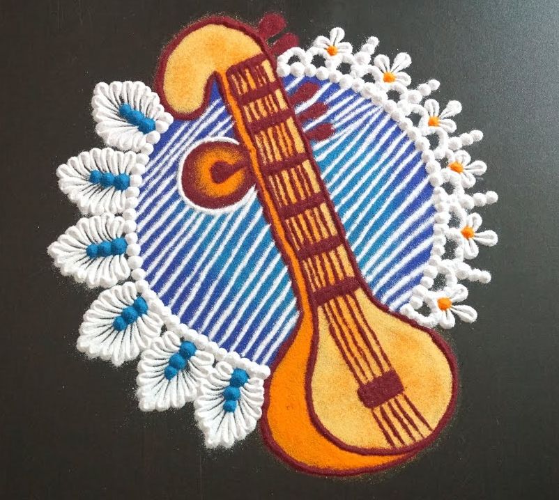 16 beautiful rangoli design veena saraswati pooja