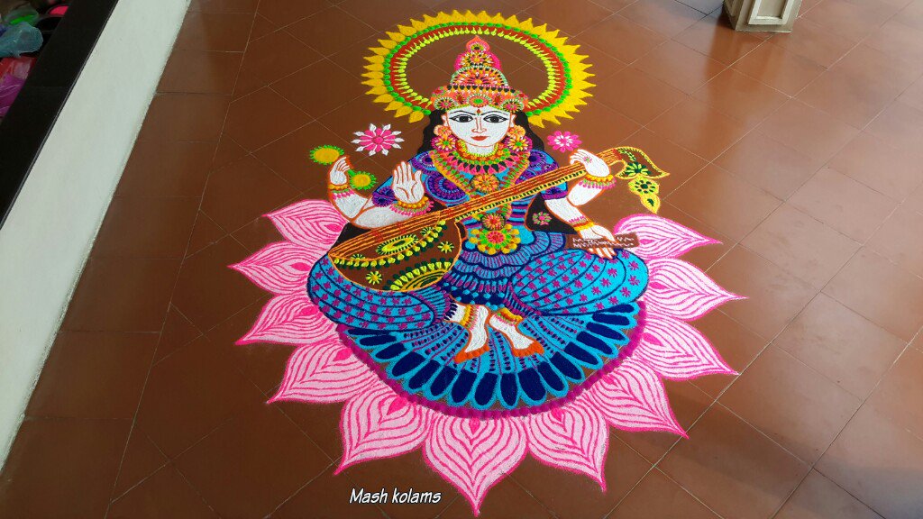 18 alluring rangoli design saraswati pooja by mash