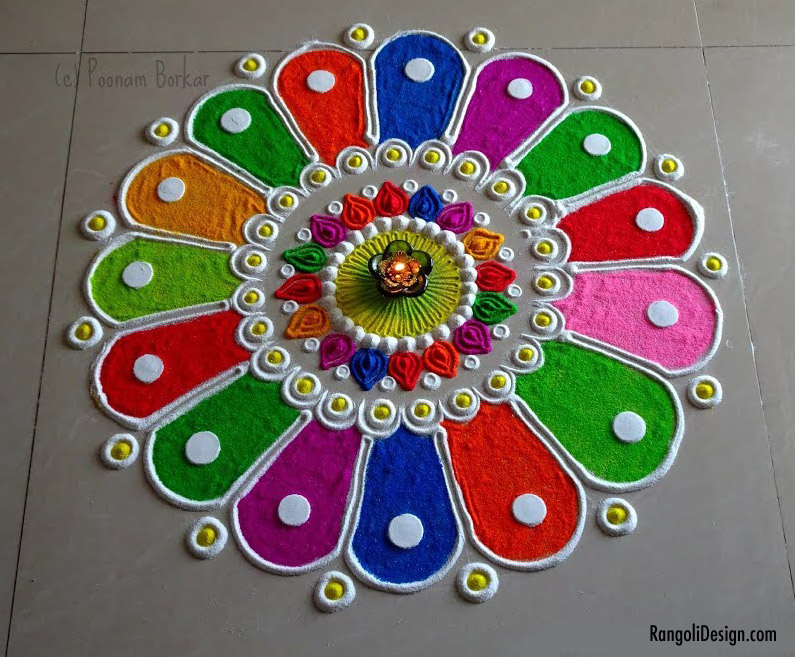 easy rangoli design kids ring shape by menaka rangoli 19