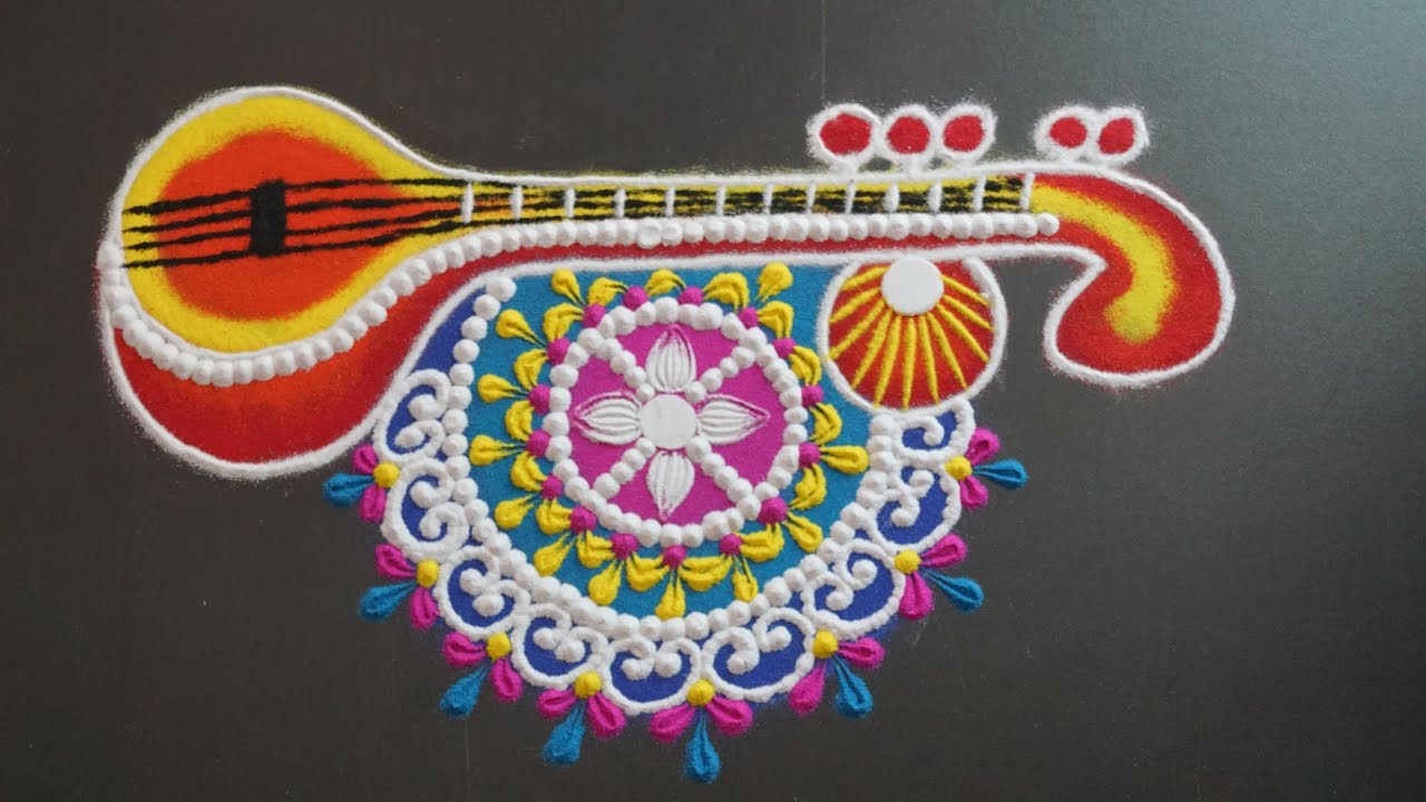 3 exquisite rangoli design saraswati pooja