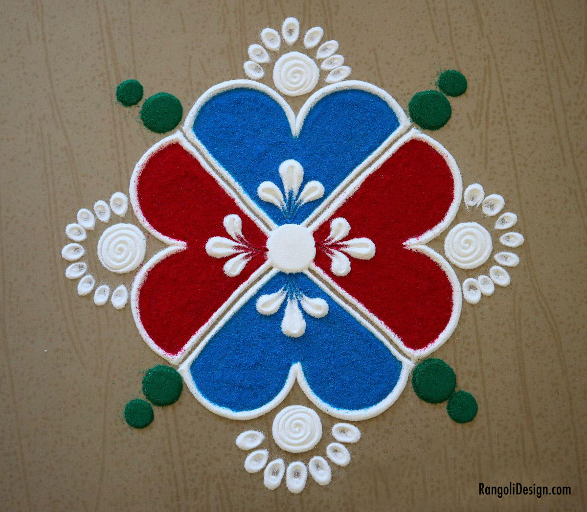 easy colour rangoli design by menaka rangoli 4
