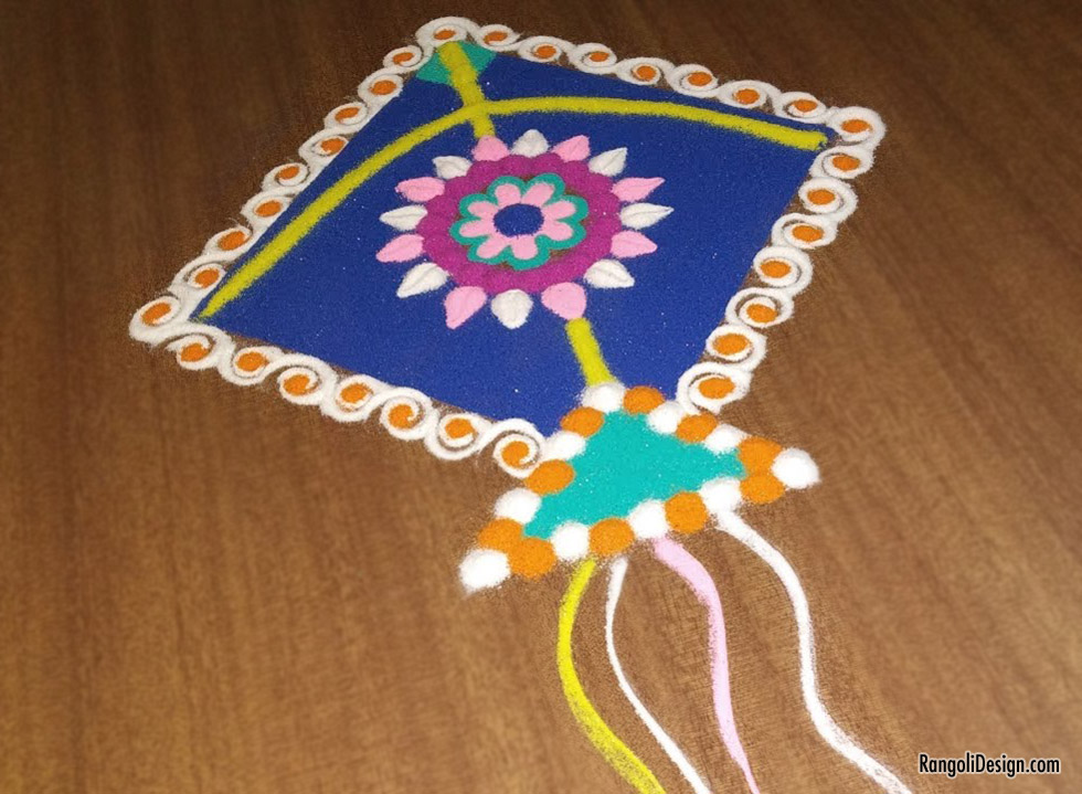 kite rangoli design children by menaka rangoli 6