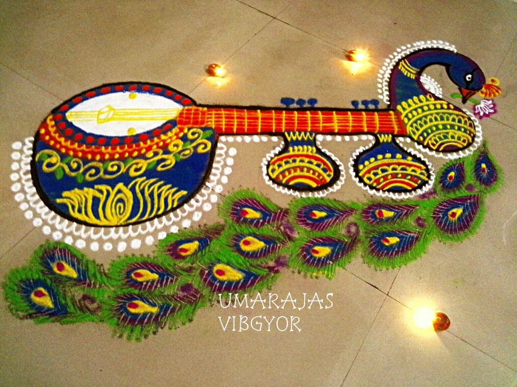 7 beautiful rangoli design saraswati pooja