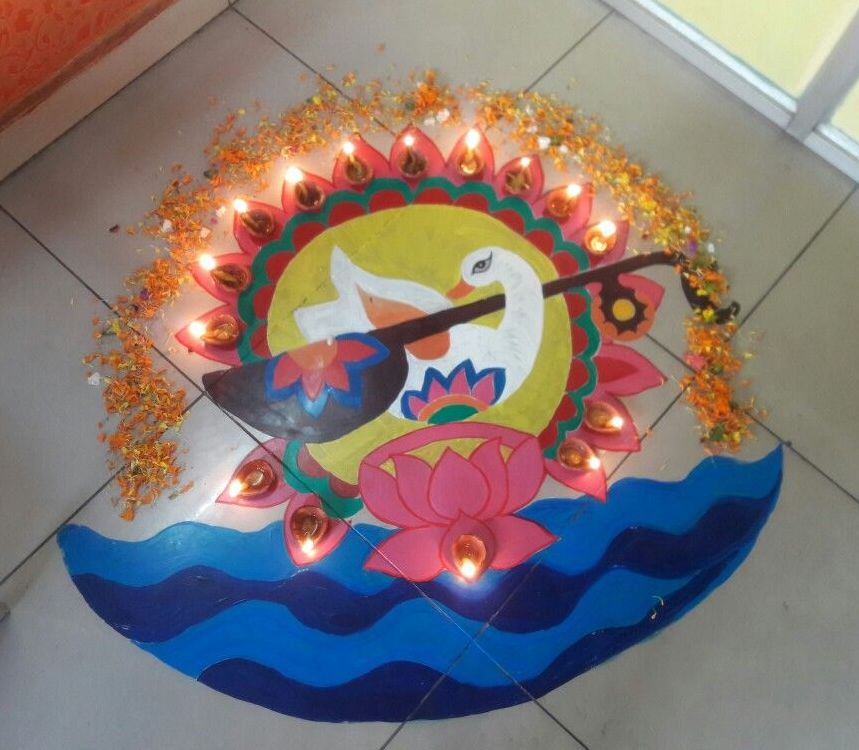 9 wonderful rangoli design saraswati pooja