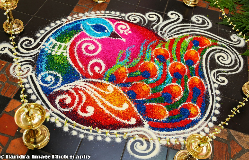 peacock rangoli design haridra 14