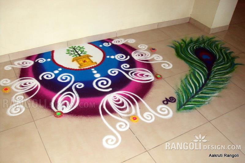 peacock rangoli design by aakruti 18