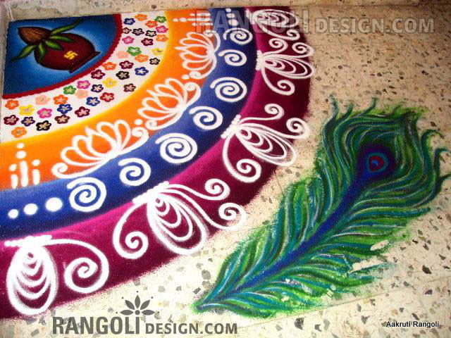peacock rangoli design by aakruti 21