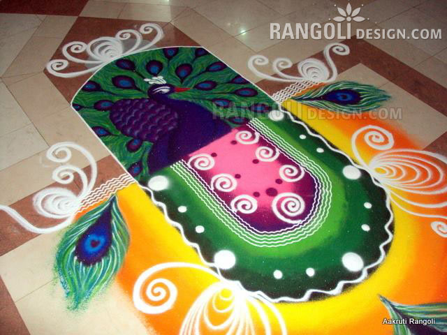 peacock rangoli design by aakruti 26