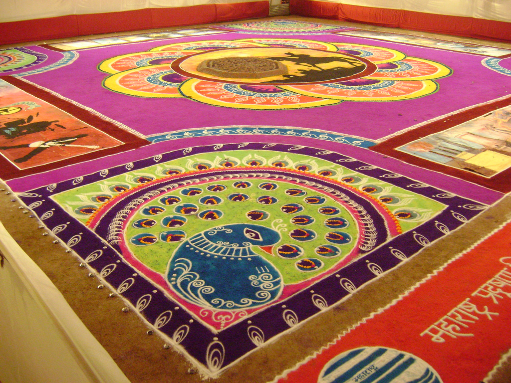 peacock rangoli design 3