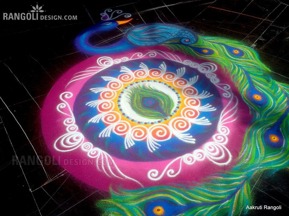 peacock rangoli design by aakruti 30
