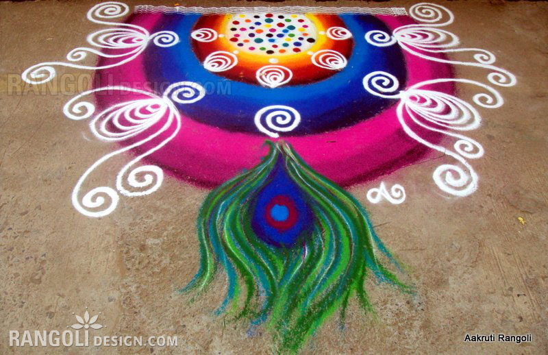 peacock rangoli design by aakruti 36