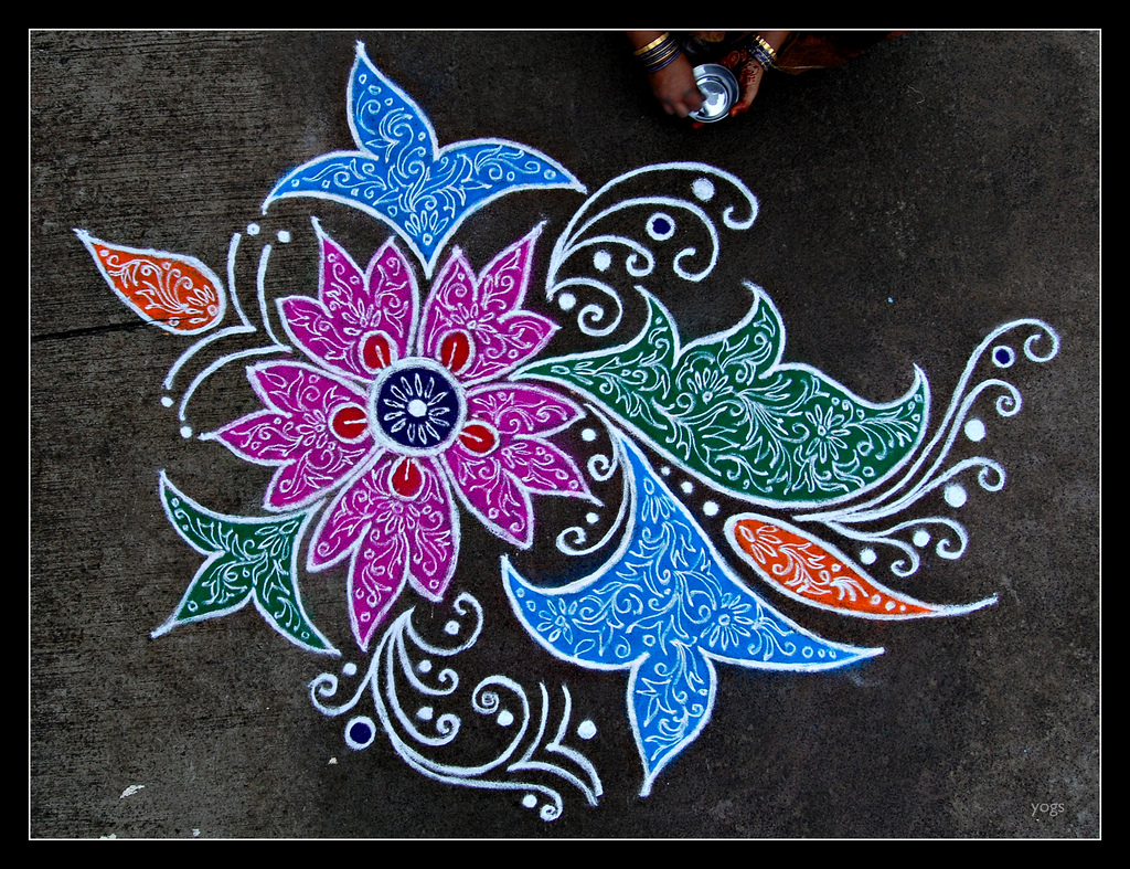 freehand rangoli design by yogs 5
