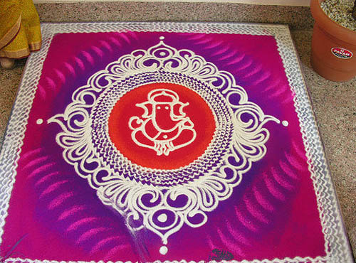 ganesh freehand rangoli design 7