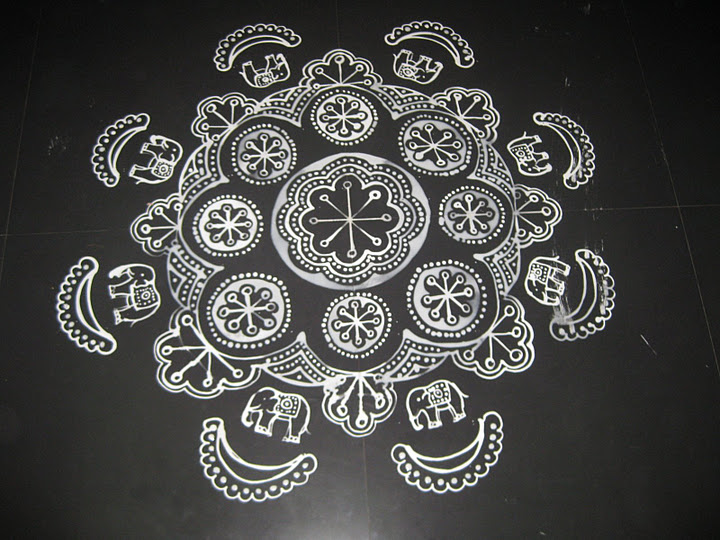 elephant ganesh festival rangoli design 8