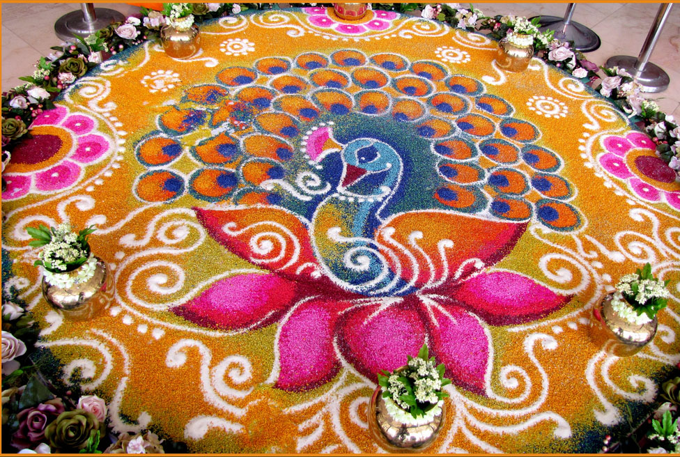 peacock rangoli design 8