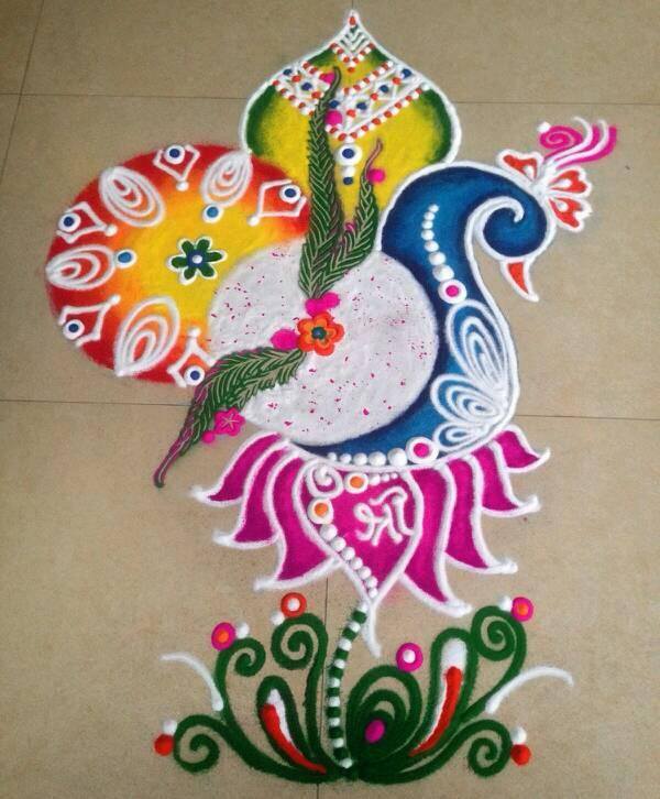 rangoli peacock aarohi shah