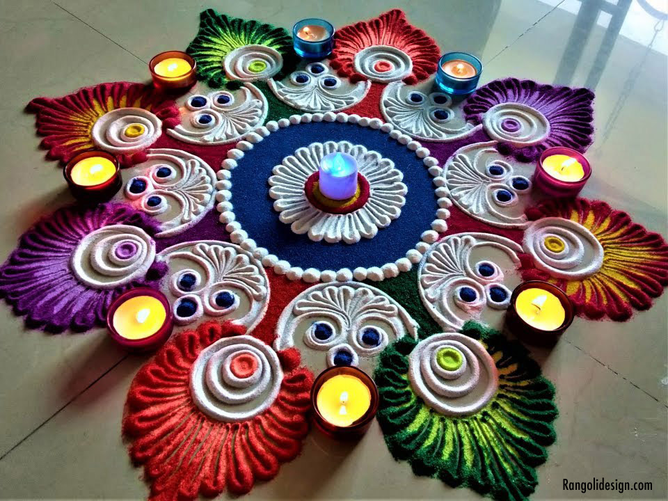 colourful floral rangoli design holi 1